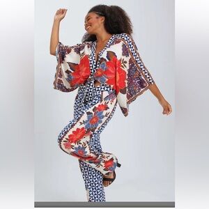 FARM Rio Vibrant Floral Jumpsuit - Red and Blue
